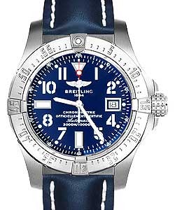 Avenger Seawolf Chronograph in Steel Steel on Blue Leather Strap with Blue Dial