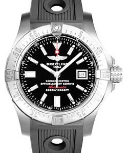 Aeromarine Avenger Seawolf in Steel on Black Rubber Strap with Black Dial