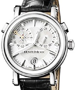 GMT II Compass 41.5mm Automatic in Steel on Black Crocodile Leather Strap with Silver Dial