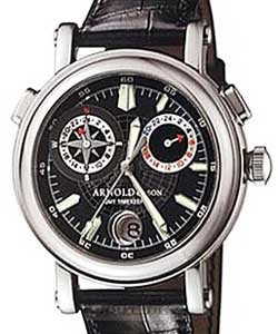 GMT II Compass Rose 41mm Automatic in Steel on Black Crocodile Leather Strap with Black Dial