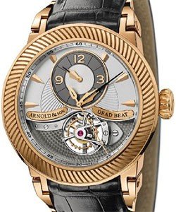 Dead Beat Tourbillon 46.4mm in Rose Gold on Black Crocodile Leather Strap with Silver Dial