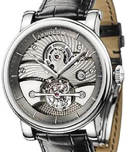 Tourbillon Sir John 45mm in White Gold on Black Crocodile Leather Strap with Silver Dial