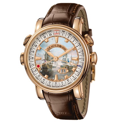 Hornet HMS Victory Men''s Automatic in Rose Gold  on Brown Leather Strap with HMS Victory Dial