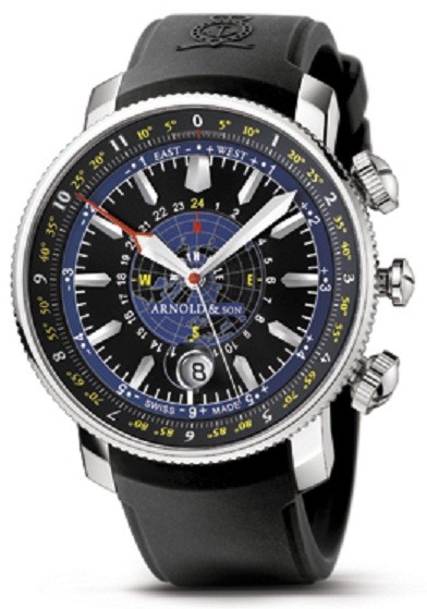 Longitude II Blue Ice Men's Automatic in Steel on Black Rubber Strap with Black Dial