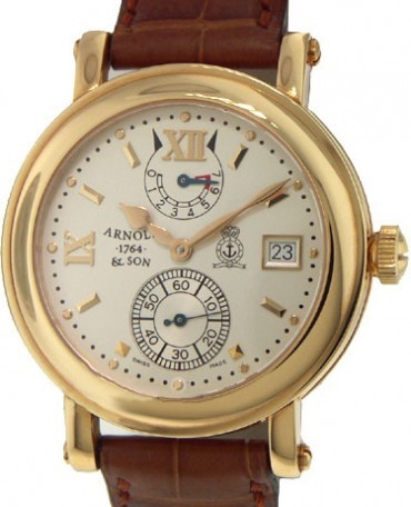 Timekeeper III in Rose Gold on Brown Leather Strap with Silver Dial