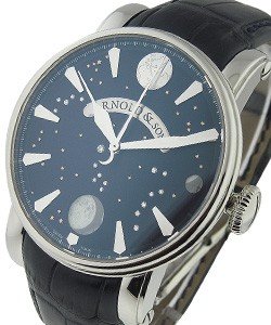 True Moon 46mm Automatic in Steel on Black Crocodile Leather Strap with Blue Dial