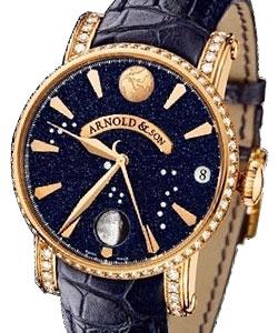 True Moon Aventurine 45.9mm Automatic in Rose Gold with Diamond Bezel on Black Crocodile Leather Strap with Blue Dial