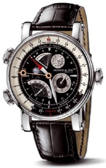 True North Perpetual in White Gold on Black Crocodile Leather Strap with Black Dial