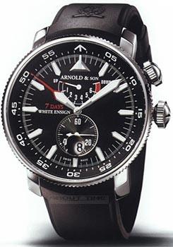 White Ensign 44mm in Steel on Black Rubber Strap with Black Dial