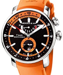 White Ensign in Steel on Orange Rubber Strap with Black Dial