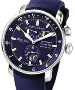 White Ensign 44.4mm in Steel on Blue Rubber Strap with Blue Dial