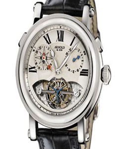 GMT II Compass 41.5mm in White Gold on Black Crocodile Leather Strap with Silver Roman Dial