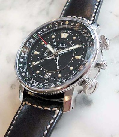 Longitude Men's Automatic in Steel on Black Strap with Black Dial