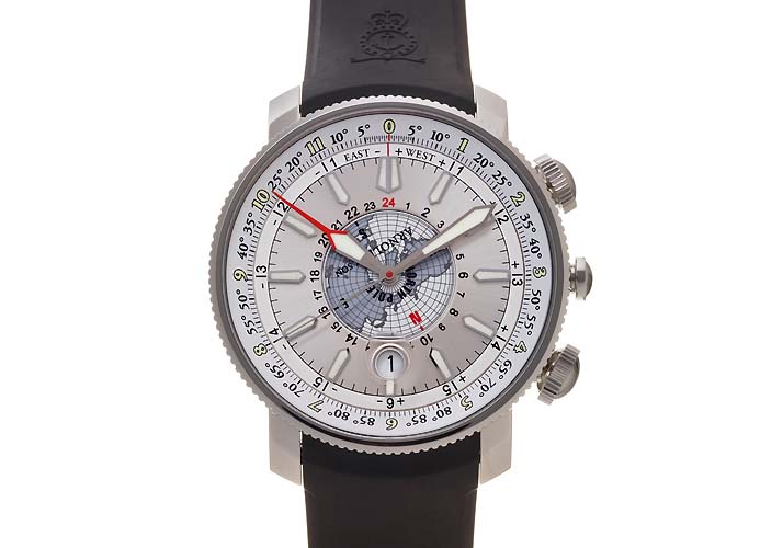 Longitude II Men's Automatic in Steel on Black Rubber Strap with Silver Dial