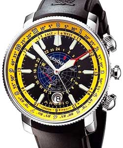 Longitude II Men's Automatic in Steel on Black Rubber Strap with Black and Yellow Dial