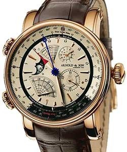 True North Perpetual 45mm in Rose Gold on Black Crocodile Leather Strap with Silver Dial