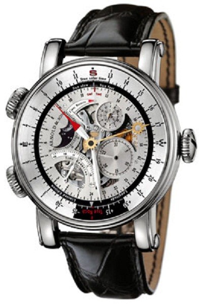 True North Perpetual in White Gold on Black Leather Strap with Silver Skeleton Dial