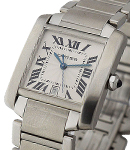 Tank Francaise Large Size in Steel on Steel Bracelet with Silver Dial