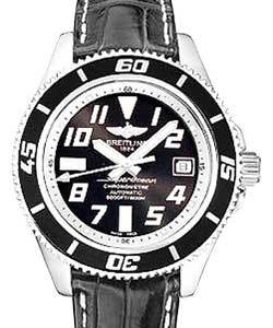 Aeromarine Superocean New Wave 42mm in Steel Steel on Black Crocodile Leather with Black Dial