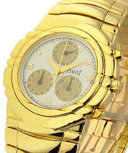 Tanagra Chronograph in Yellow Gold on Yellow Gold Bracelet with White Dial with Gold Subdials