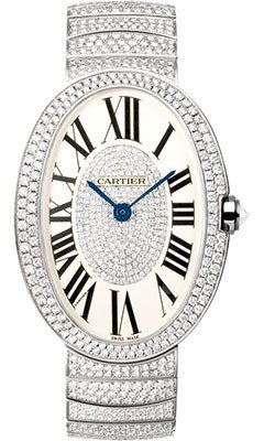 Baignoire with Diamonds White Gold on Bracelet with Silver Diamond Dial