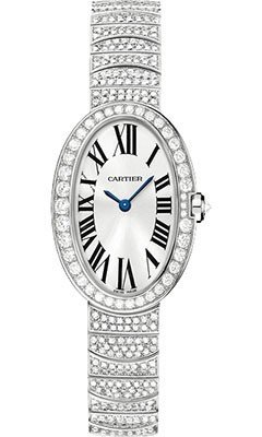 Baignore with Diamonds - Small Size White Gold on Diamond Bracelet with Silver Dial