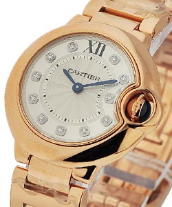 Ballon Bleu de Cartier - Small Model Rose Gold on Bracelet with Silver Diamond Dial