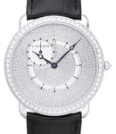 Ronde Louis Cartier in White Gold with Diamond Bezel on Strap with Paved Diamond Dial