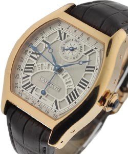 Tortue Perpetual Calendar Privee Collection Rose Gold on Strap with Silvered White Guilloche Dial