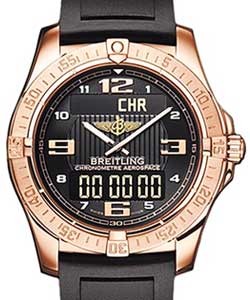 Aerospace Professional Men's Quartz in Rose Gold Rose Gold on Black Rubber Strap w/ Black Guilloche Dial