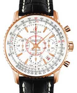 Navitimer Montbrillant 01 Limited Edition in Rose Gold Rose Gold on Black Leather Strap with Silver Dial