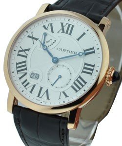 Rotonde de Cartier Power Reserve 8 Day in Rose Gold on Black Crocodile Leather Strap with Silver Dial