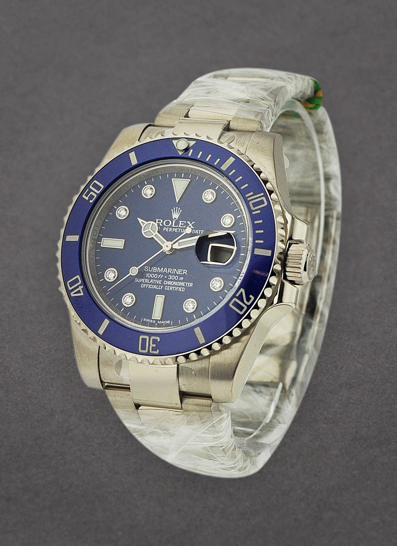 Rolex Unworn Submariner in White Gold with Blue Ceramic Bezel