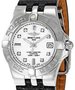 Galactic 30 Ladies' SuperQuartz in Steel Steel on Black Strap with White Diamond Dial