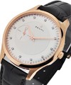 Elite Thin Mens Automatic in Rose Gold on Brown Alligator Leather Strap with Silver Diamond Dial