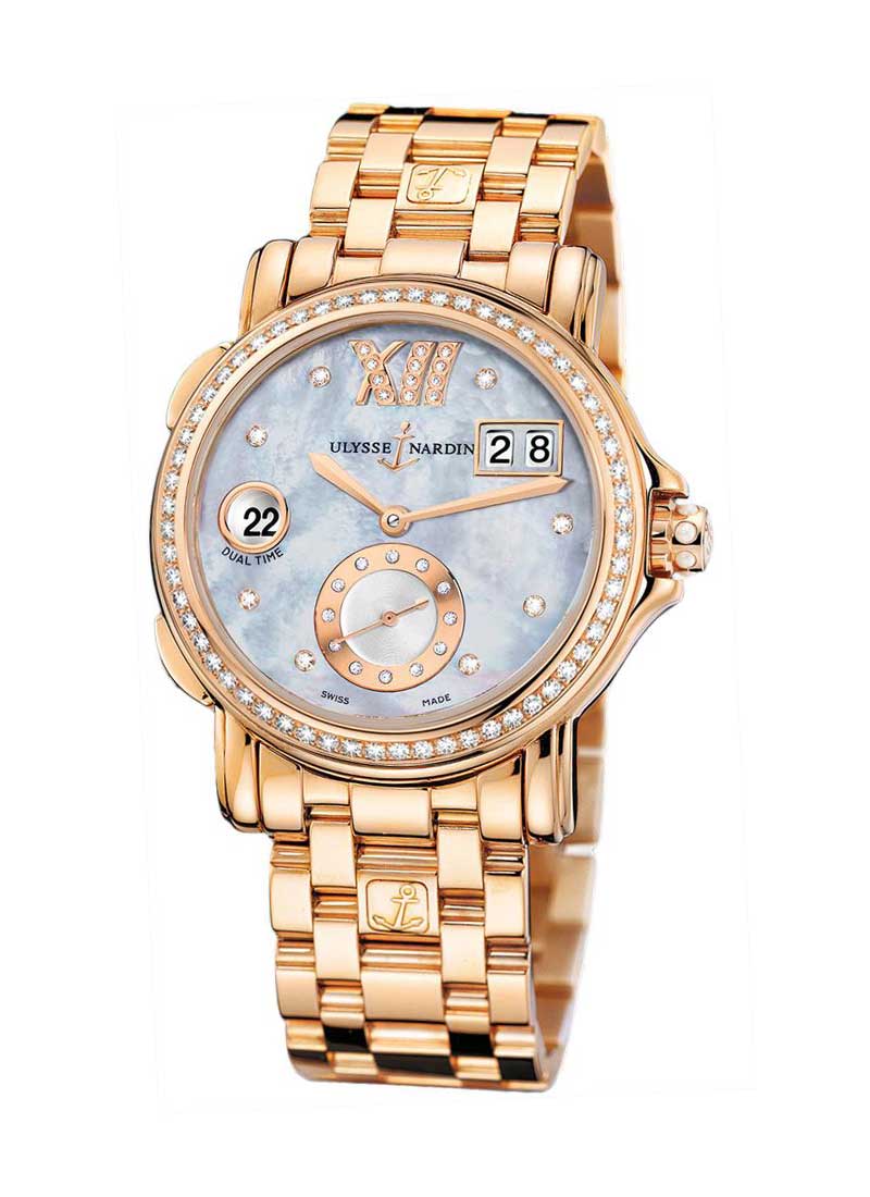 Ulysse Nardin Dual Time Small Second 37mm in Rose Gold with Diamond Bezel