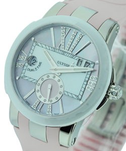 Executive Dual Time Lady -in Steel with Ceramic Bezel  on Pink Rubber with Pink MOP Dial