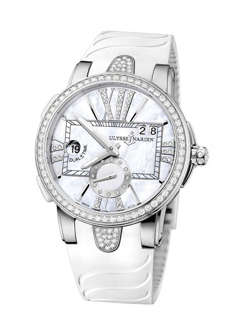 Ulysse Nardin Executive Dual Time 40mm in Steel with  Diamond Bezel