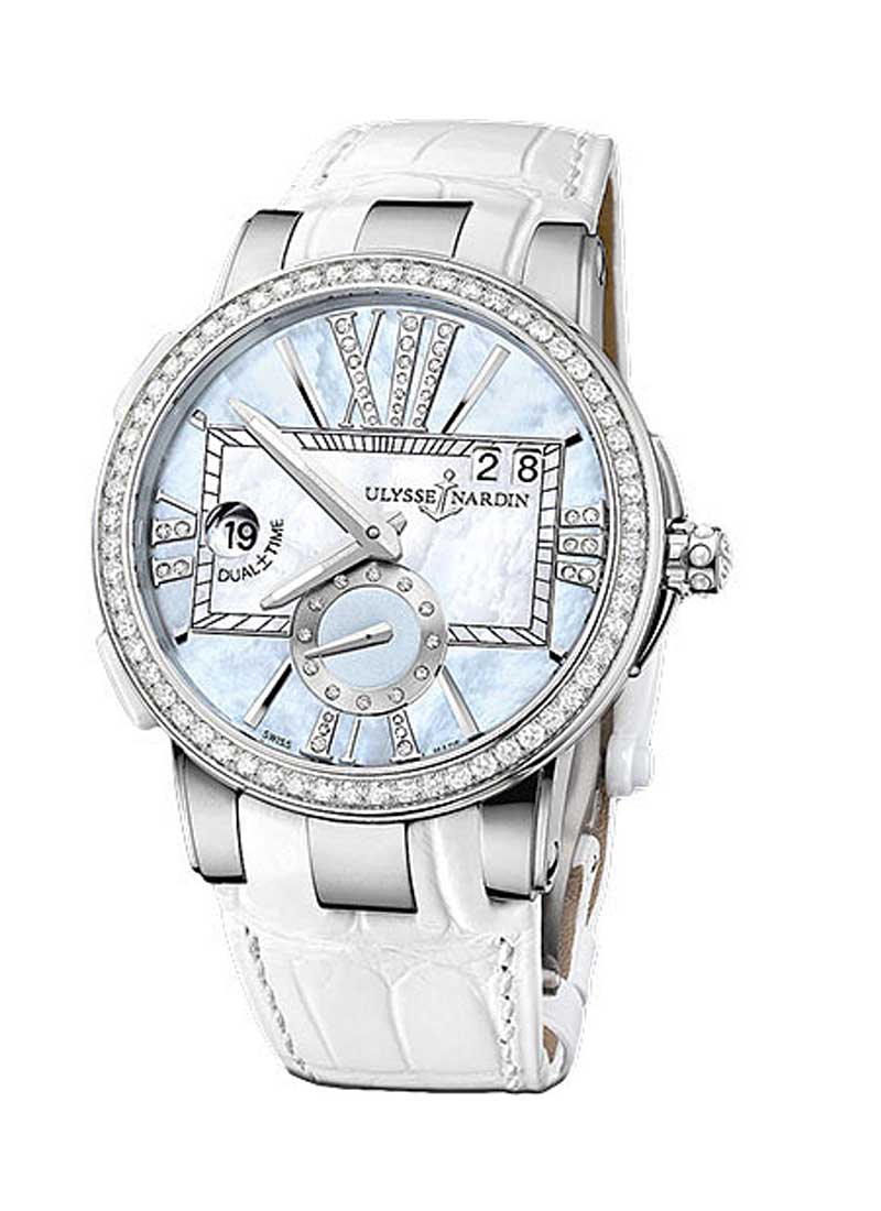 Ulysse Nardin Executive Dual Time 40mm in Steel with Diamond Bezel