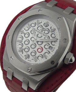 Royal Oak  Lady Alinghi in Steel on Red Safety Alligator Leather Strap with Silver Dial