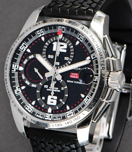 Mille Miglia Gran Turismo Chrono Steel on Rubber Strap with Black Dial