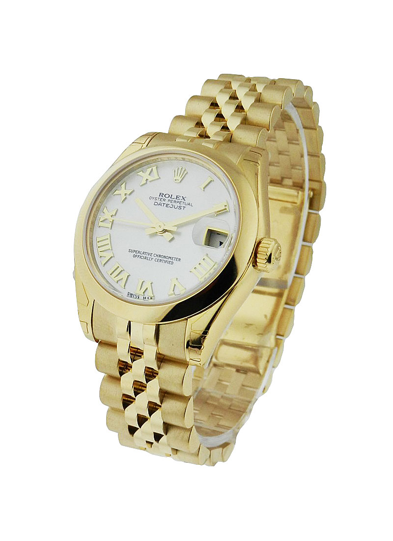 Rolex Unworn Datejust 31mm Mid Size in Yellow Gold with Domed Bezel