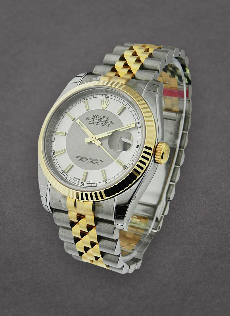 Rolex Unworn Datejust 36mm in Steel with Yellow Gold Fluted Bezel