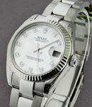 Mid Size 31mm Datejust in Steel with Fluted Bezel on Steel Oyster Bracelet with MOP Diamond Dial