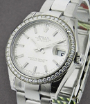 Datejust in Steel with Diamond Bezel on Steel Oyster Bracelet with Silver Stick Dial
