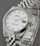 Datejust 31mm in Steel with Fluted Bezel on Steel Jubilee Bracelet with MOP Diamond Dial