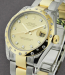2-Tone Midsize Datejust with 24 Diamond Bezel Oyster Bracelet - Champagne Diamond Dial