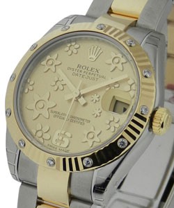 Mid Size Datejust 2-Tone with Diamond Bezel Oyster Bracelet  - Champagne Floral Dial