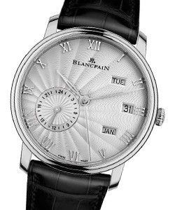 Villeret Annual Calendar GMT 40mm Automatic in White Gold on Black Crocodile Leather Strap with Silver Dial