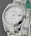 Datejust Ladies 26mm in Steel with White Gold Bezel on Steel Oyster Bracelet with Arabic/Golddust Dial